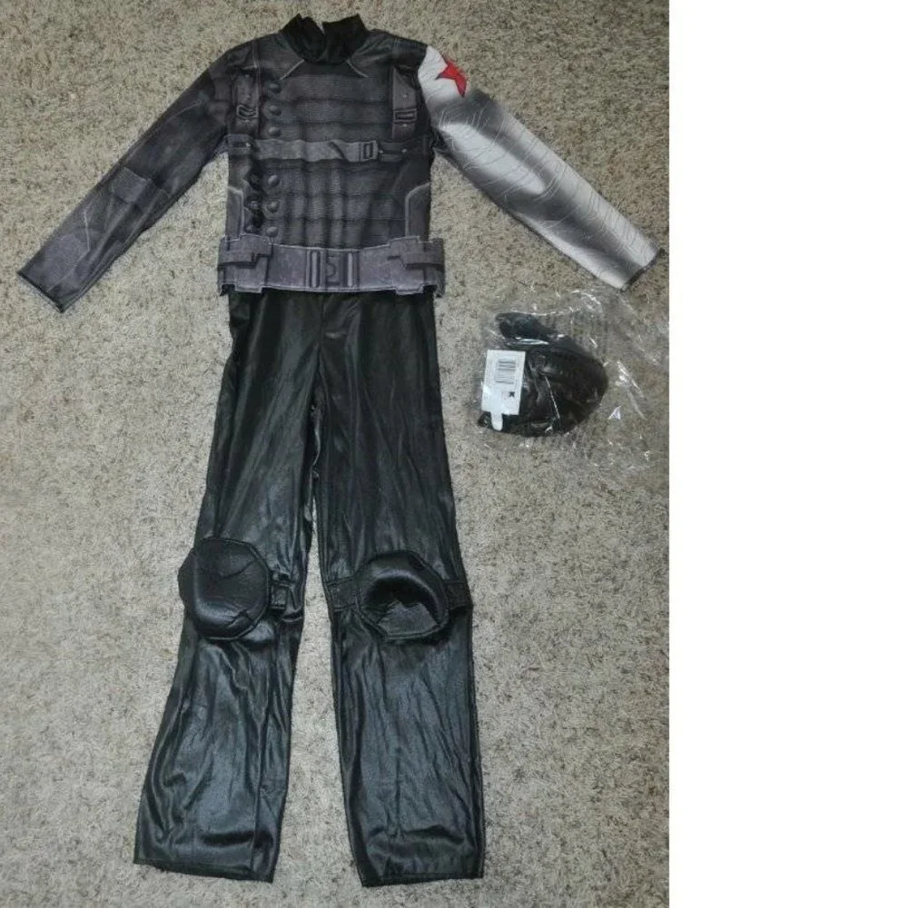 Captain America Winter Soldier Muscle Halloween Costume 4/6 Jumpsuit Mask Boys
